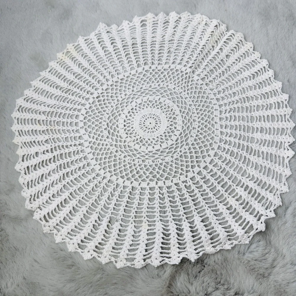 Vintage Doilie Crochet Lace Round 12‎ Inches Handmade Grannycore Handicraft